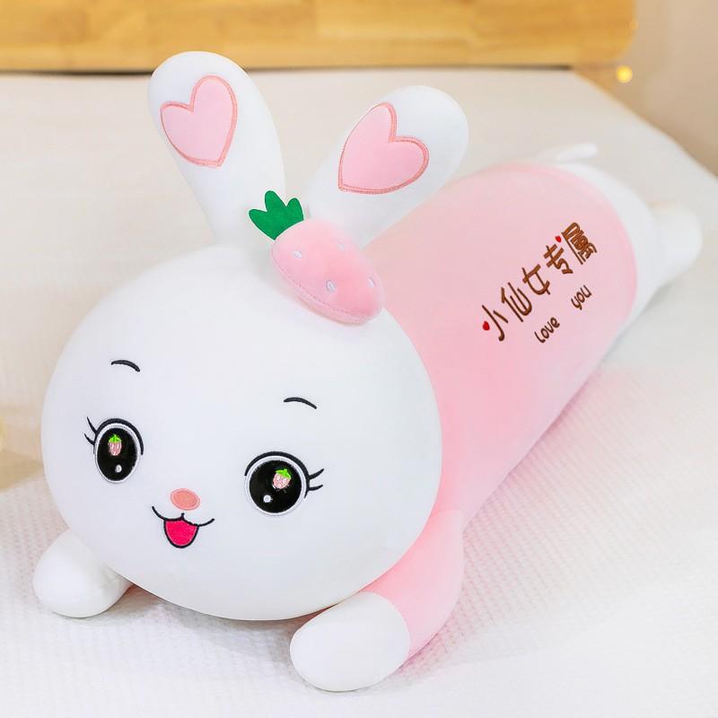 Strawberry Plush Rabbit Toy Long Body Stuffed Animal Girls Sleep Pillow Birthday Gift Soft Cuddly Companion