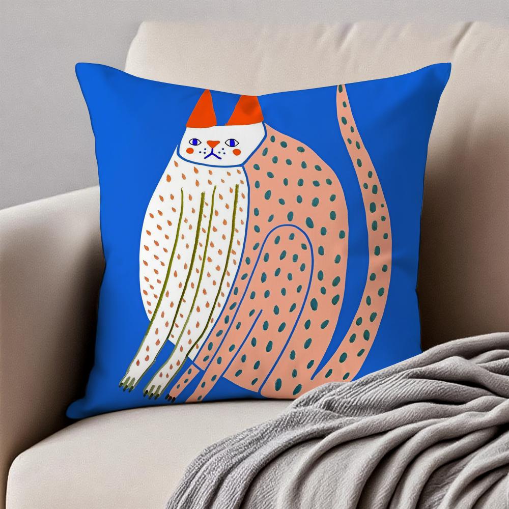 Geometric Animal Leopard Abstract Pattern Art Cushion Cover Pillowcase Antidustmite Invisible Zipper Short Plush Sofa Cushion