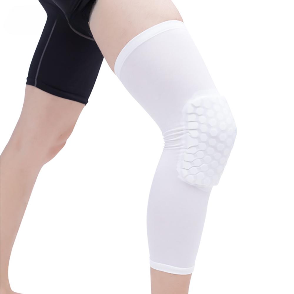 

1 шт. дышащий впитывающий пот баскетбольный наколенник сотовый противоударный локоть с длинными рукавами наколенник Футбол Спорт G L weight 57.5-72.5kg белый