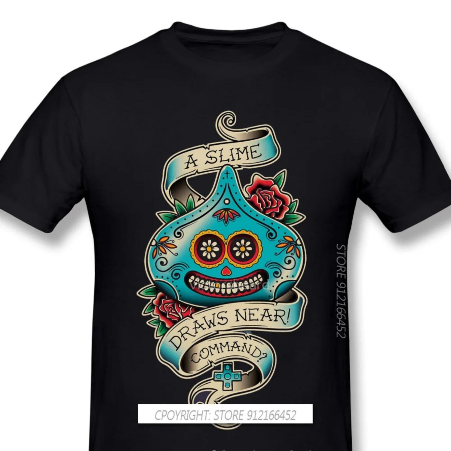

Dragon Quest Funny Anime Manga 2021 Popular New Arrival T-Shirts Slime De Los Muertos Unique Design O-Neck Cotton For Men S чёрный