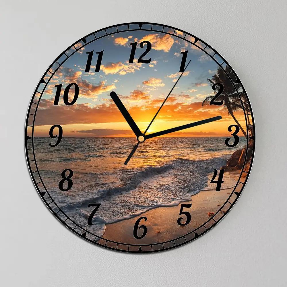 10 Inch Silent Xyloid Wall Clocks Decorative Non Ticking Clock for Home Office Kitchen Bedroom Living Room, Bedroom, Study