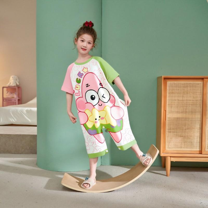 Kids One-Piece Pajamas Modal Sleepwear Girls Toddler Soft Breathable
