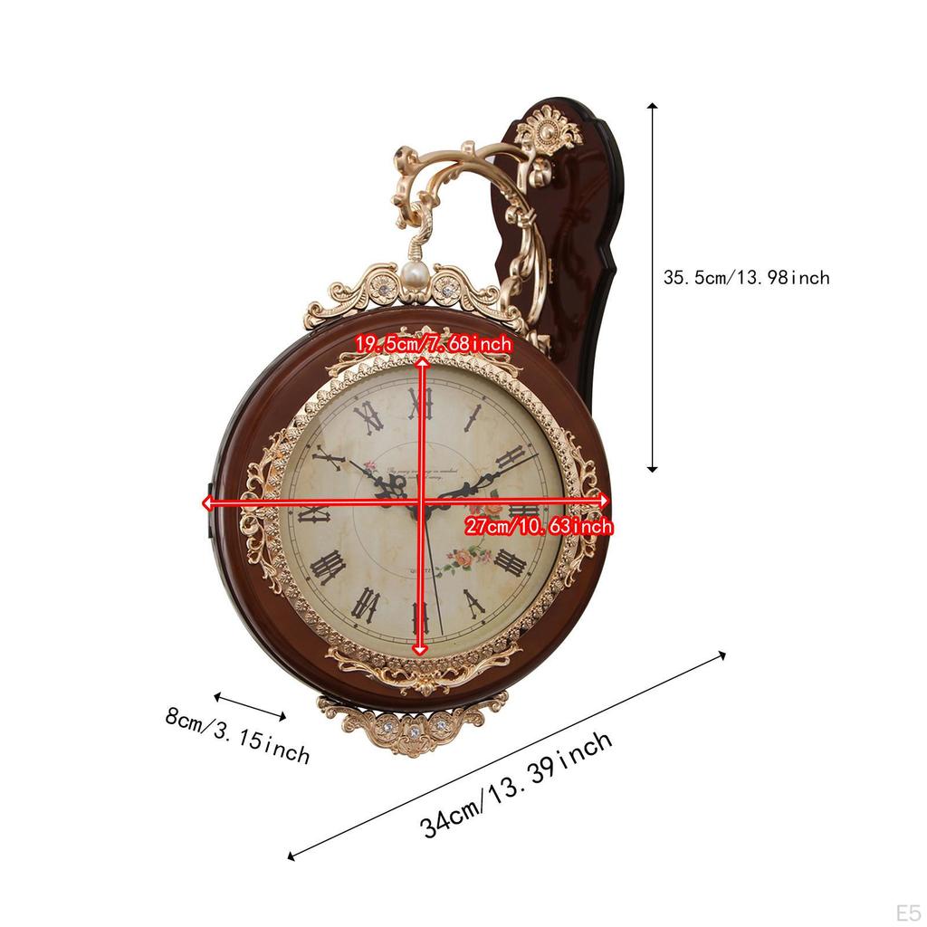 Double Sided Wall Clock, Mounted Decorative Timepiece for Kitchen