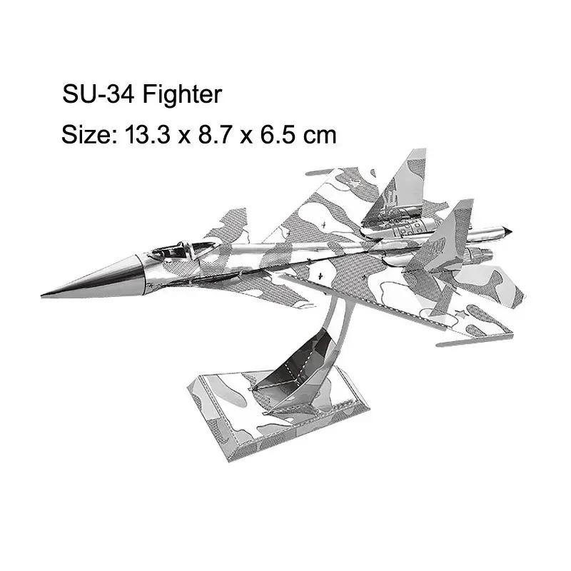 3D Metal Puzzles Military J-20 J-10B SU-34 KA-50 Fighter UFO RAH-66 Helicopter DIY Assembly Handmade Assemble Scale Model Jigsaw Puzzles