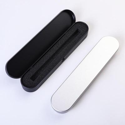 Creative Metal Pencil Case: Black Silver Rectangular Flip Tin Box for Students
