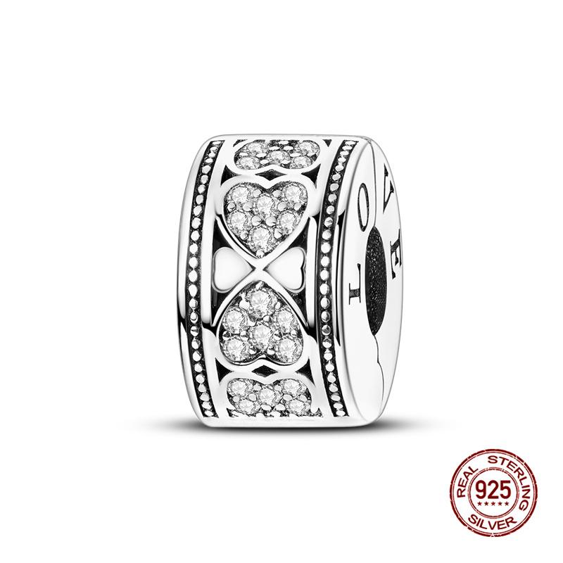 Original Charms Copper Paw Print Pave Fixing Clip Charms Beads Fit 3Mm Original Bracelet Women Diy Jewelry Gifts