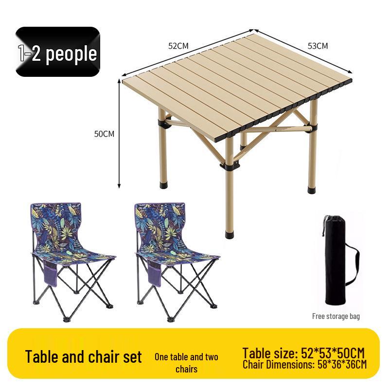 Outdoor Portable Folding Table & Chairs Set - Lightweight Roll-Up Table with Camping Seats