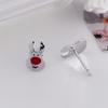 Sterling Silver Red Elk Christmas Stud Earrings, Hypoallergenic Jewelry for Women, Suitable for Sleeping.