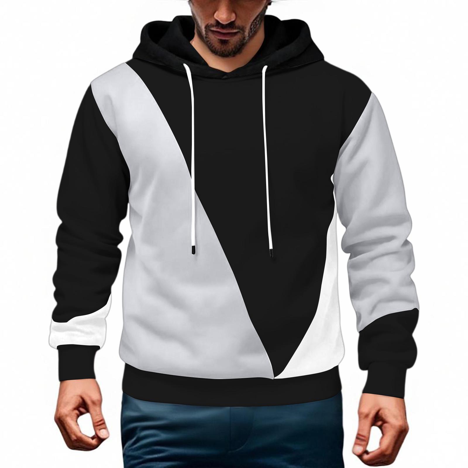 

Men s Stylish Patchwork Sporty Hoodies Outdoor Casual Long Sleeve Pullover Color Block Hooded Sweatshirt M