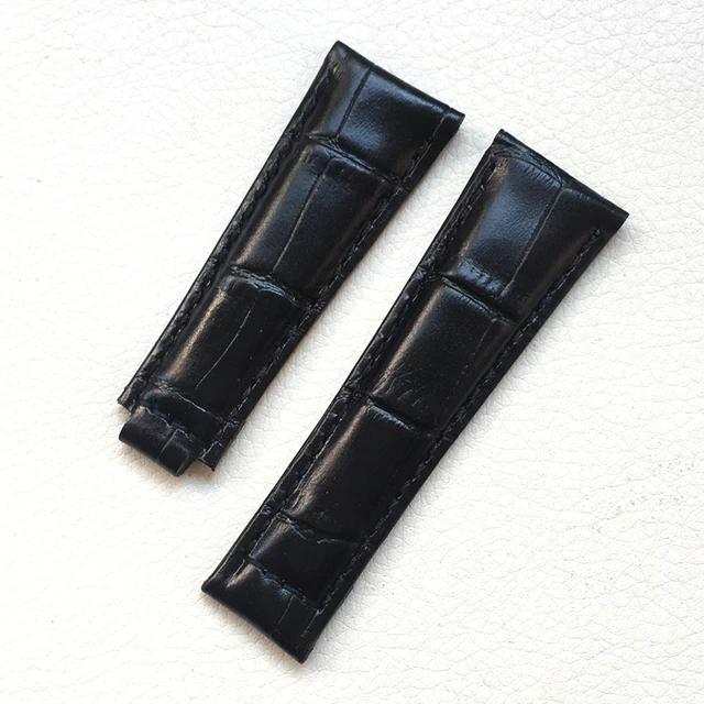Genuine Leather Accessory for Rolex Daytona Datejust Black Green Submariner Long Wearing Comfort Folding Buckle Watchband 20mm
