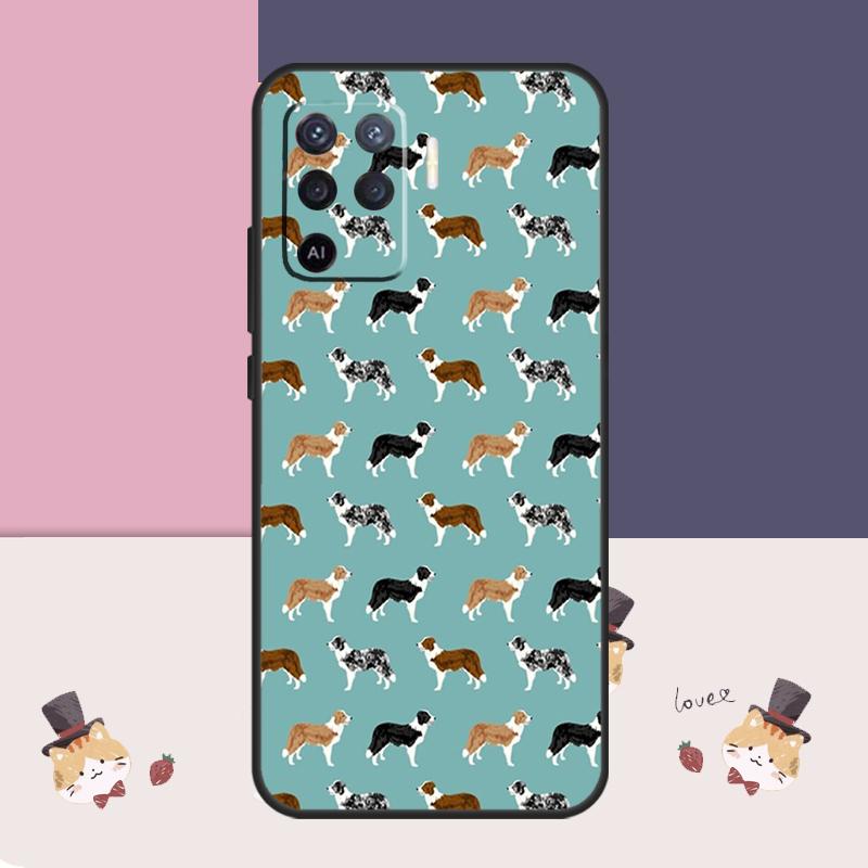 Cartoon Border Collie Case For Oppo A77 A17 A57 A40 A78 A54 A74 A94 A76 A16 A96 A18 A60 A80 A38 A58 A98 A15 A5 Pro