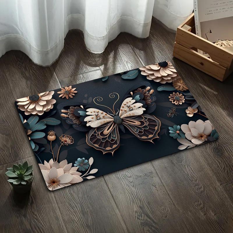 3D Butterfly Carpet Floor Mat Anti Slip Bathroom Entrance Door and Foyer Floor Mat