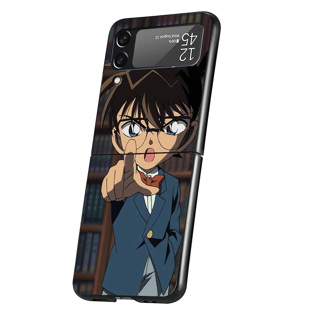Anime Conan Cover Phone Case For Samsung Galaxy Z Flip 7 6 5 4 3 5G Flip7 Flip6 Flip5 Flip4 Flip3 Black Fundas Shell Galaxy Z Fl
