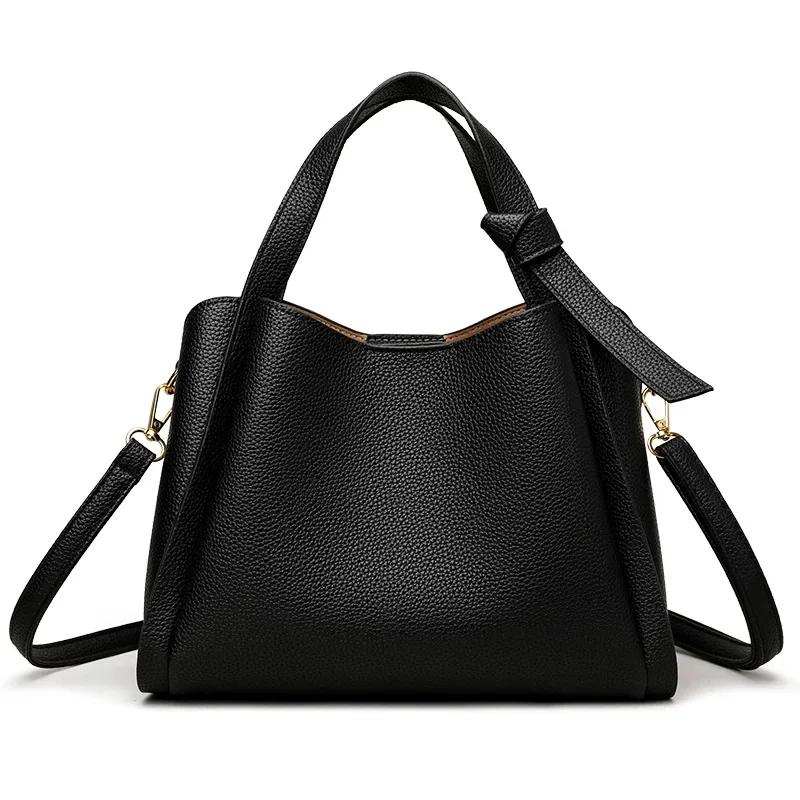 Versatile Bucket Shoulder Bags Women Luxury Designer PU Leather Messenger Crossbody Bags Ladies Casual Solid Color Purse Handbag