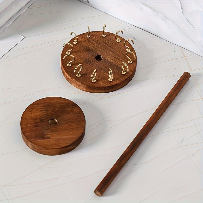 Jewelry Tower Rustic Wooden Jewelry Display Rack Oval Tabletop Necklace Pendant Bracelet Organizer Multifunctional Home Kitchen Accessory