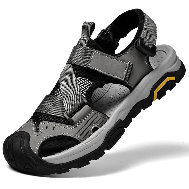 Fashion Non-Slip Sunnmer Fashion Flats Men's Breathable Sandals Lightweight Outdoor Sport Sandals Anti-collision Toe Male Beach Shoes