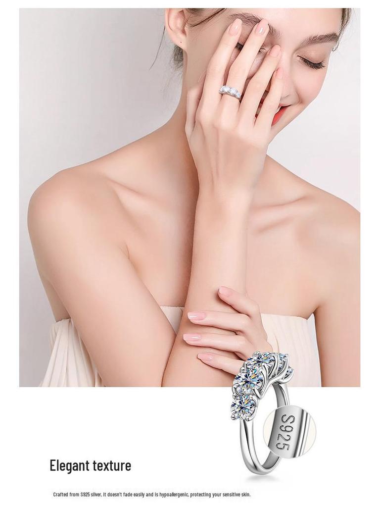 Anillo de Moissanita Color D para Mujer: Elegante Plata de Ley 925, Diseño Versátil de Alta Gama