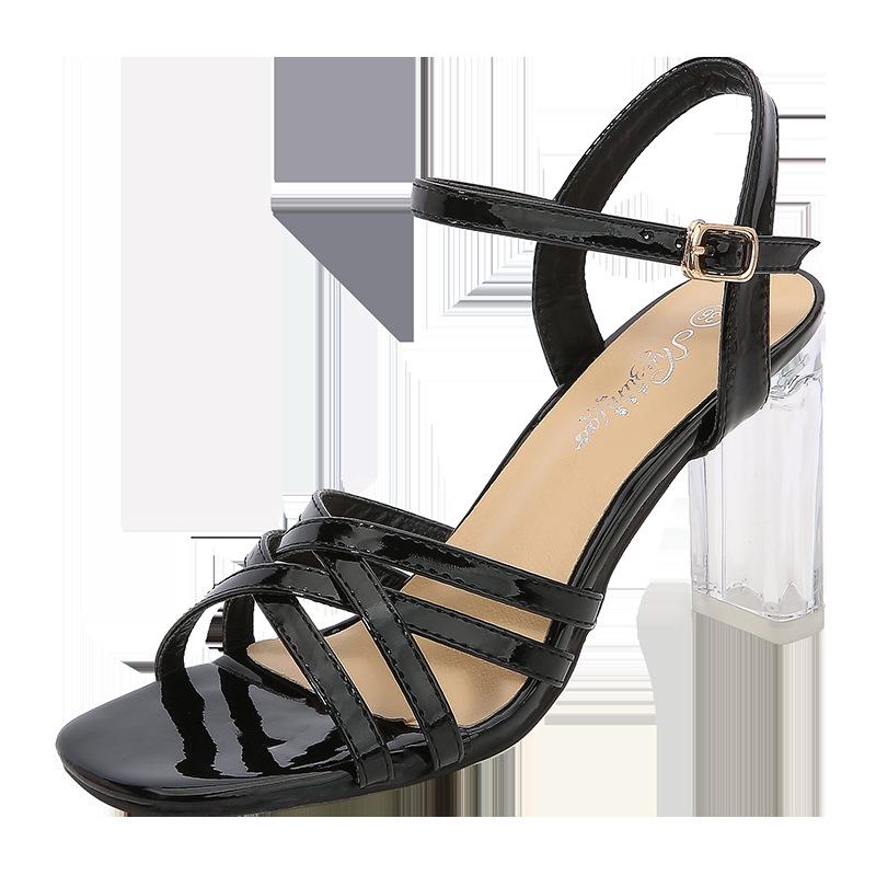 Heel Femmes Sexy Talons Clairs Sandales Pantoufles Dames Croix Sangle Boucle Chaussures