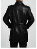 Men's Black Trench Coat Halloween Formal Casual Genuine Soft Lambskin Leather