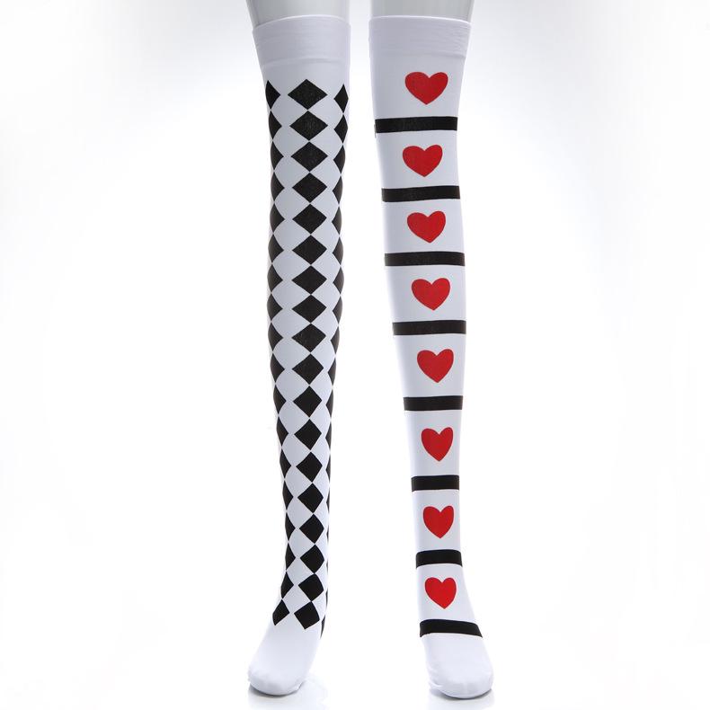 

Чулки красные, черные в клетку, женские забавные сексуальные гольфы до бедра, карнавальный костюм для косплея, аксессуары, чулки разноцветный