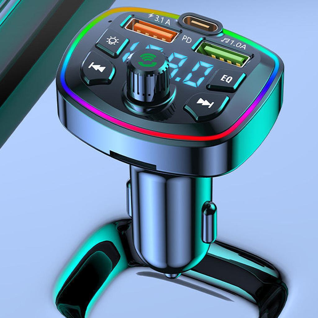 Q7 Bluetooth Car Charger Car Bluetooth 5.0 FM Transmitter Hands Free Mp3 2 USB Charger and PD QC Interface Wireless FM Modulator
