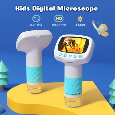 1000X Magnification Handheld Microscope Builtin Camera 2Inch Screen Screen Microscope Eye Protections 1080P HD Kids Microscope