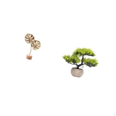 Nordic Creative Metal Sculpture with Artificial Bonsai Tree Greenery Abstract Shaped Figurine Faux