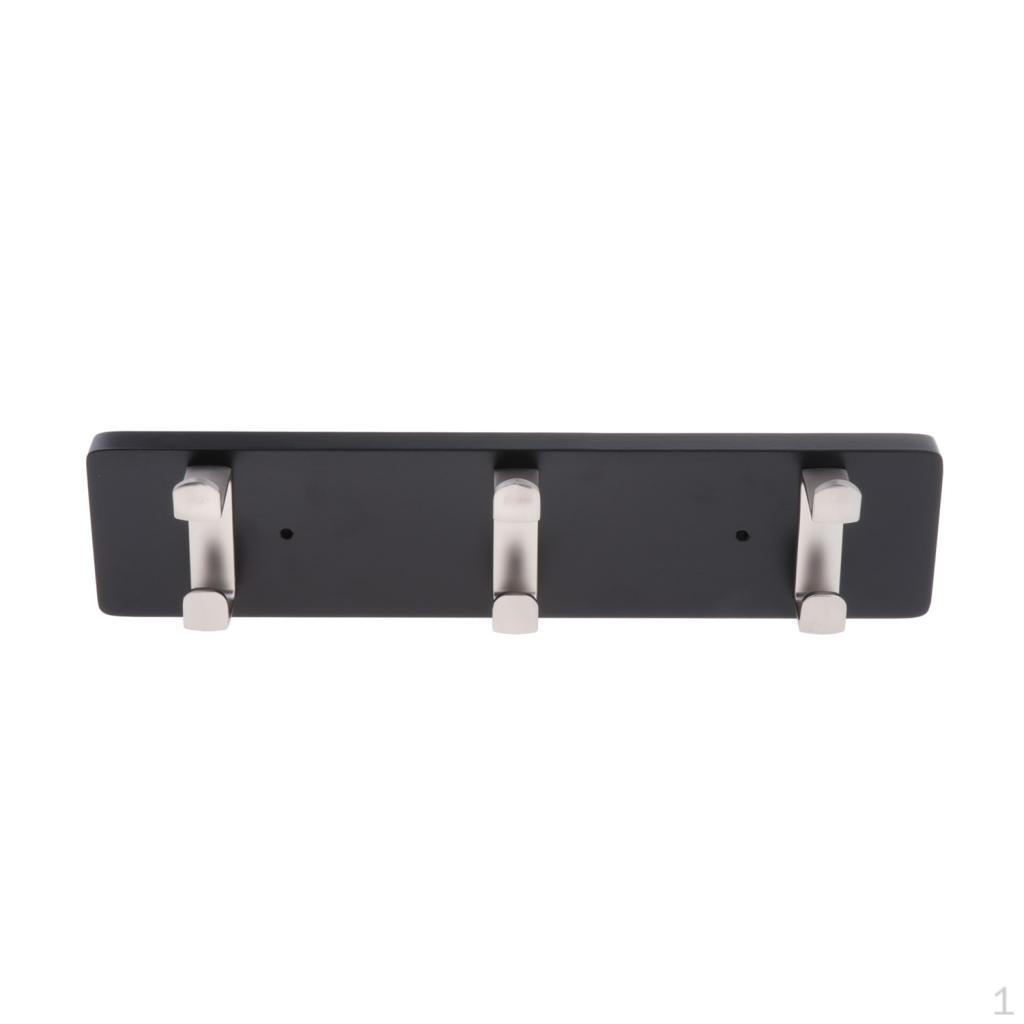 

Wall Mounted Bamboo Hook Robe Clothing Towel Hanger Black 3 Hooks