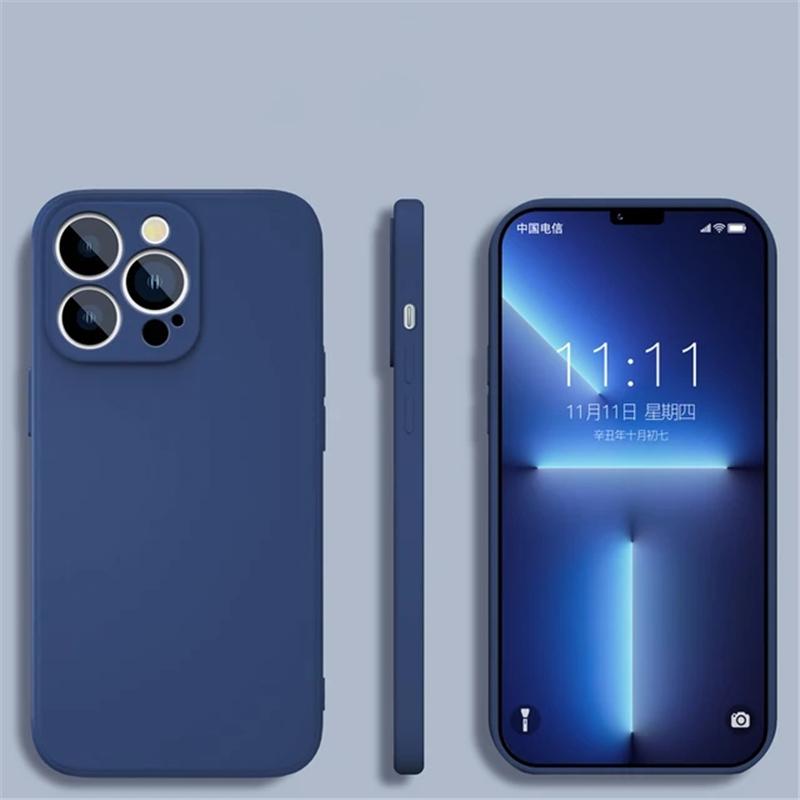 Capa de telefone de silicone líquido quadrado luxuoso TPU macio para iPhone 15 14 13 12 11 Pro Max X XR XS Max 7 8 14 15 Plus Proteção total TPU Capa traseira