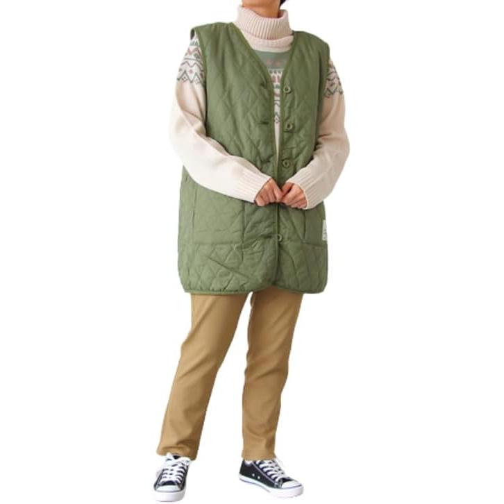 Boa Lining Quilt Long Vest Women's Haori Room Wear Waistcoat Boa Cold Protection Warm Winter Warm Warmth Cold Relief Boa Lining Quilt Long Vest