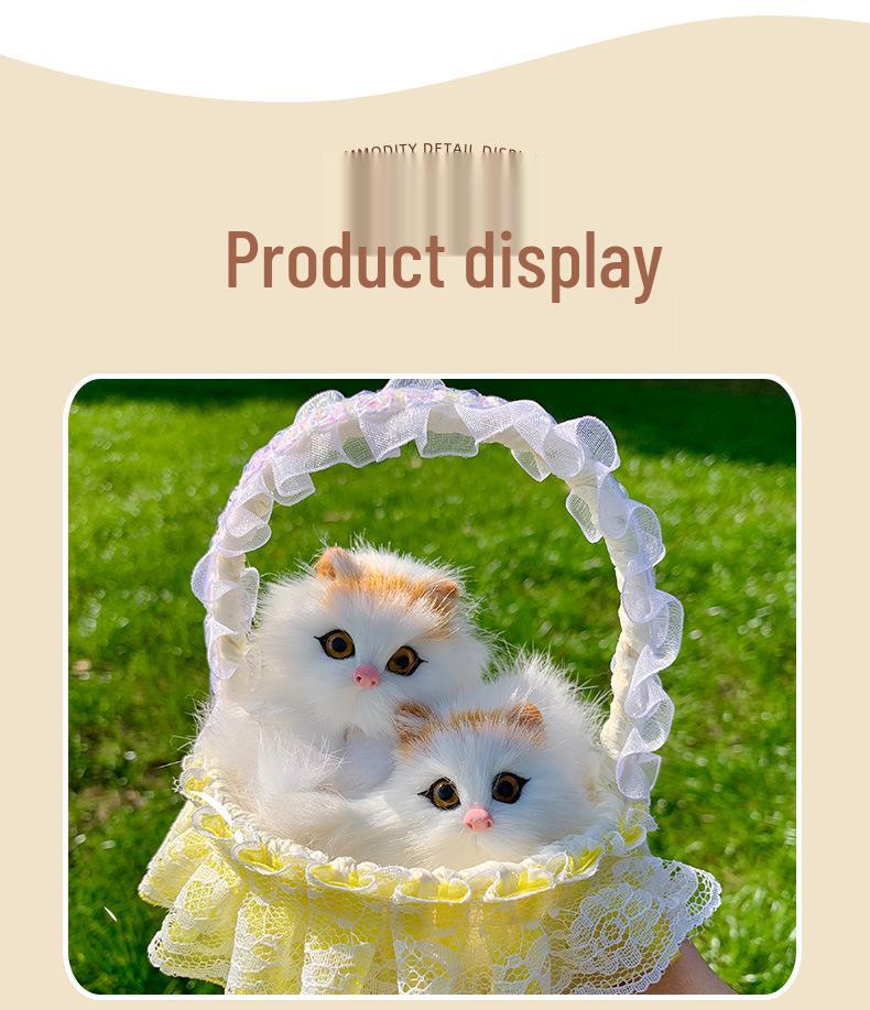 Mother Cat and Kitten with Basket Figurine - Toy Gift for Kids or Girlfriend