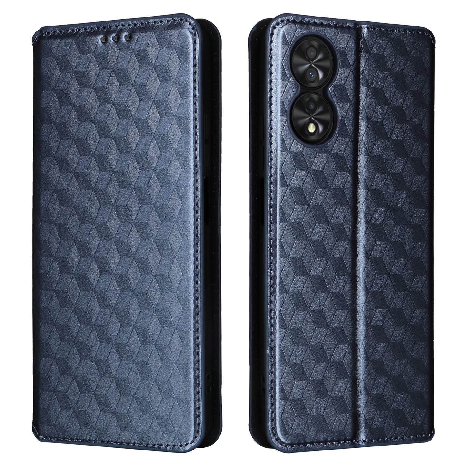 

For TCL 40 Nxtpaper 4G Magnetic Case Rhombus Imprinted PU Leather Phone Wallet Cover Blue