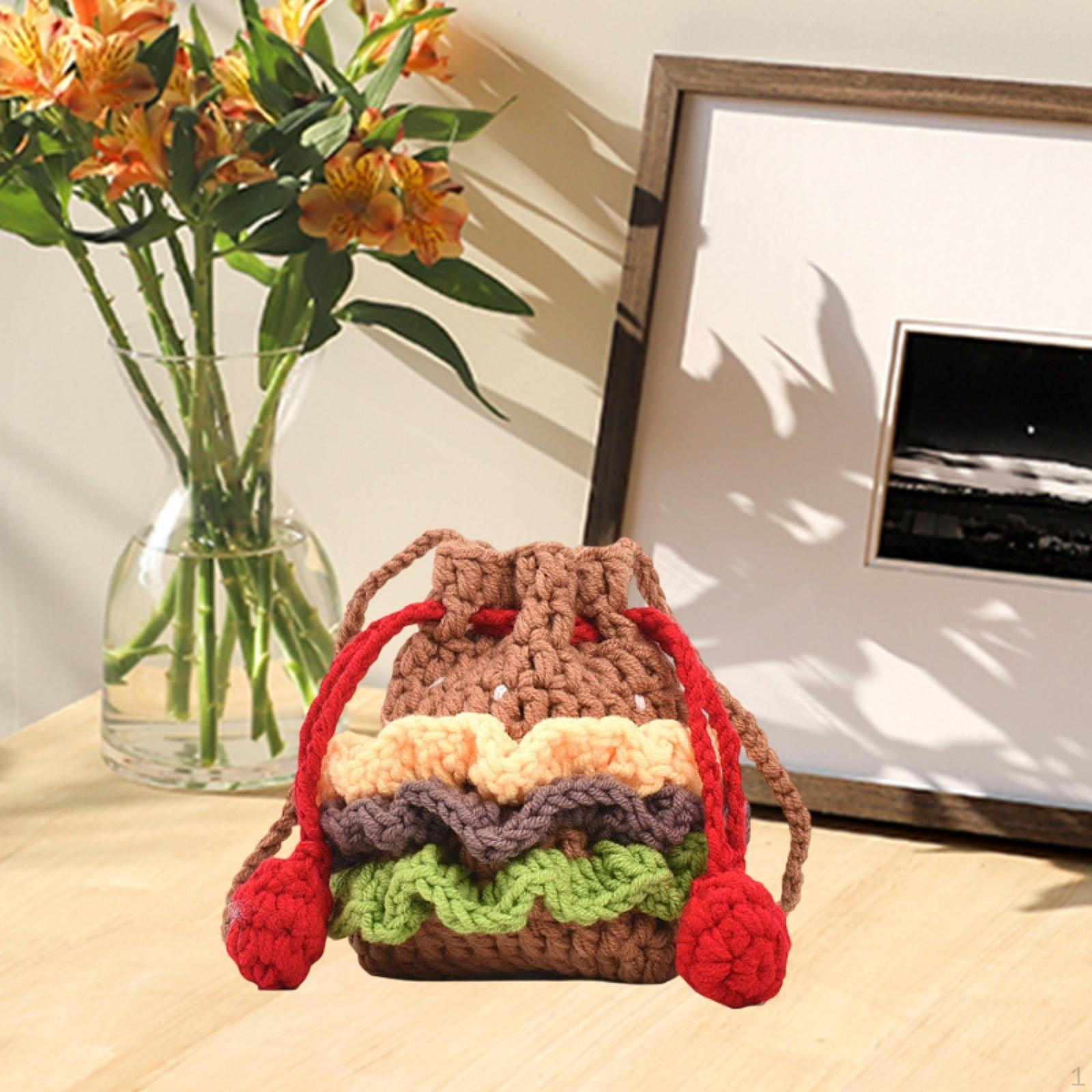 Вязаная сумка через плечо, подарок на день рождения, милая сумочка-гамбургер ручной работы кроссбоди Small