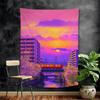 Japanese Street Train Scenery Sakura Cartoon Tapestry Art Science Fiction Room Home Decor Wall Hanging Home Decor