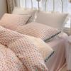 Korean Style Milk Velvet Winter Bedding Set (4-Piece): Bean Fleece Duvet Cover, Coral Flannel Bed Sheet
