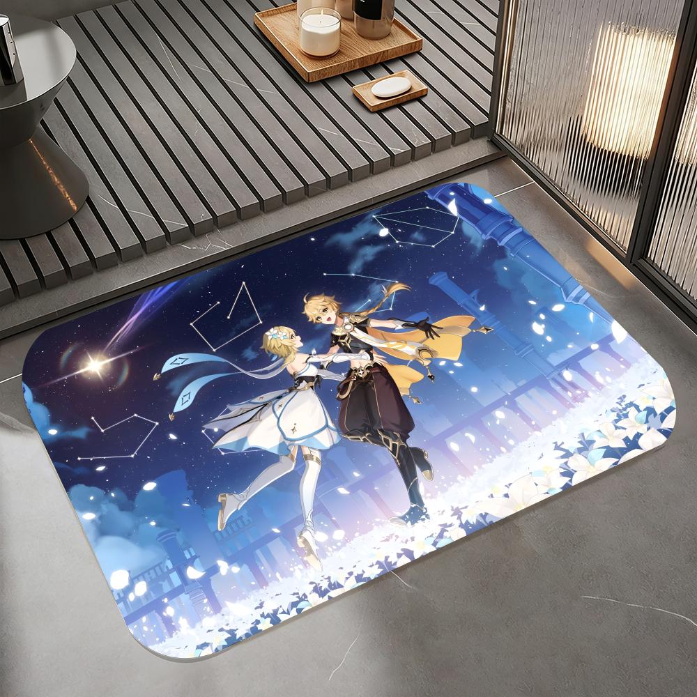 

Anime A-Adventure Time Floor Mat Diatomite Bath Mat, Quick Dry Absorbent Non-Slip Door Mat 50cm x 80cm