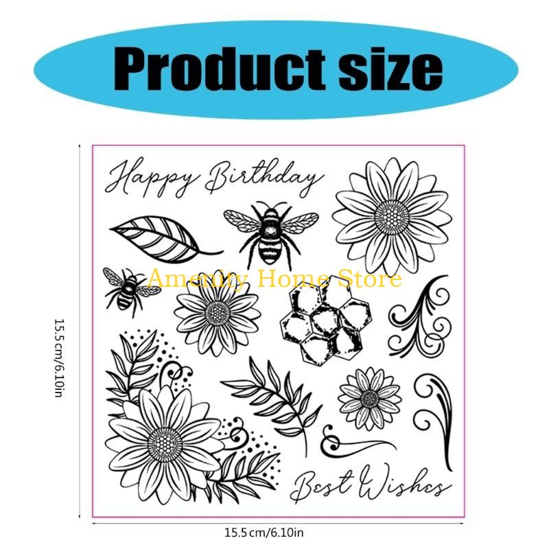 F26C Clear Stamp Seals Flowers Transparent Stamp Leaves Silicone Stamp for Cards Journal Scrapbooking Photo Decorations