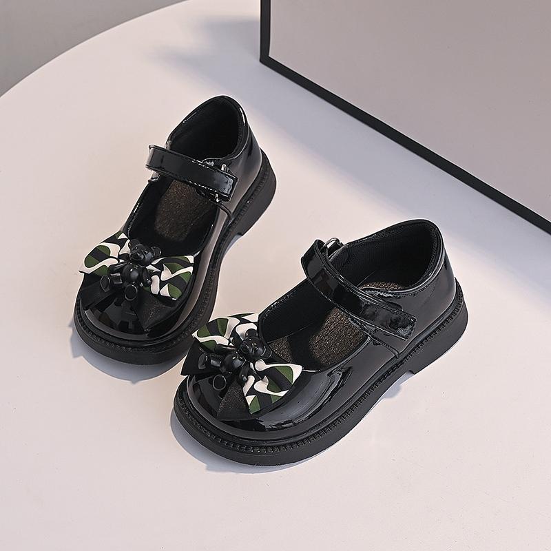 Girls Leather Shoes Children Casual Shoes for Party Wedding British Style Kids Flats 2024 Autumn New Princess Bow-knot Soft Cute