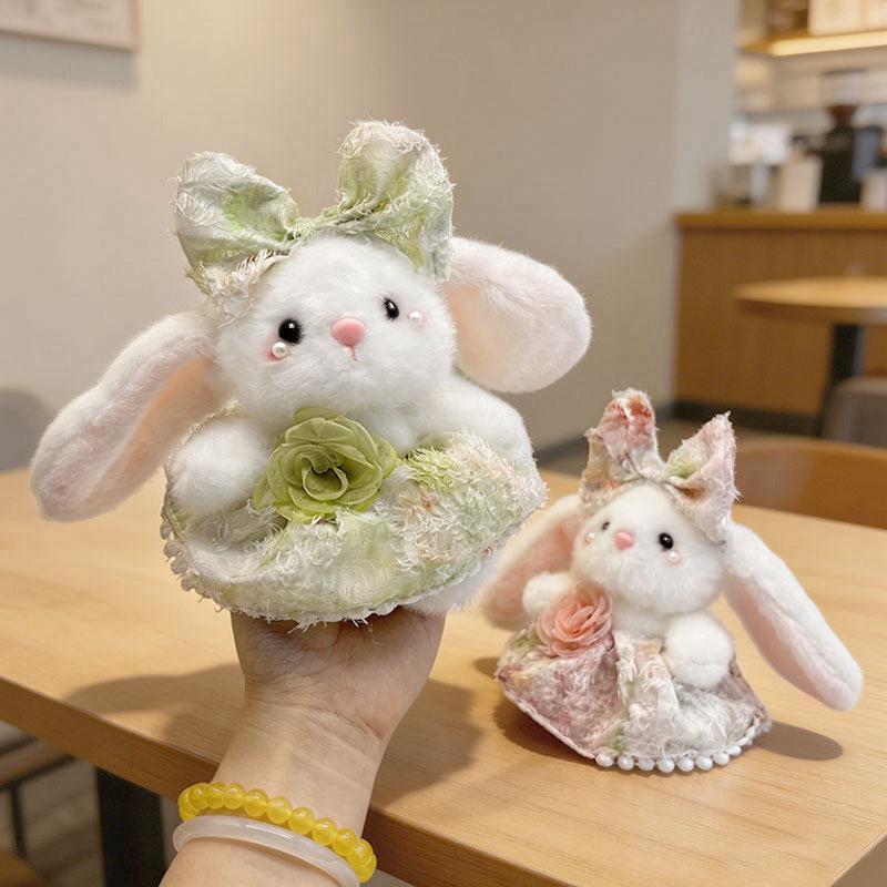 Kawaii Rabbit Plush Pendant with Bow and Fluffy Skirt