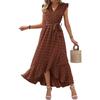 Women's Summer Fashion Ruffle Sleeve Solid Color Polka Dot Boho Waist Dresses