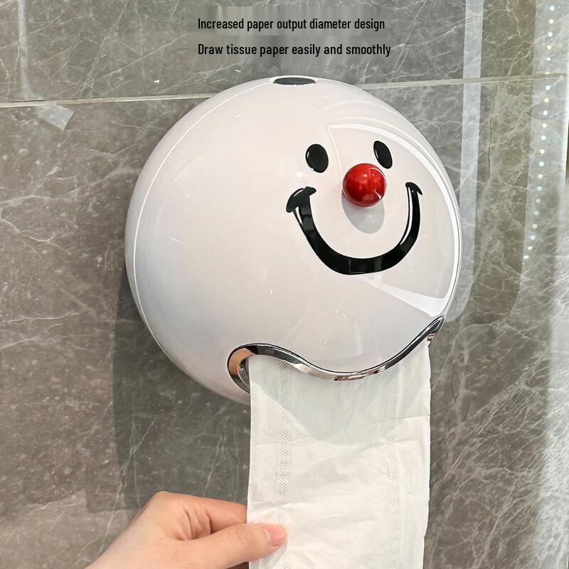 GOWKE Smile Face Adhesive Toilet Paper Holder