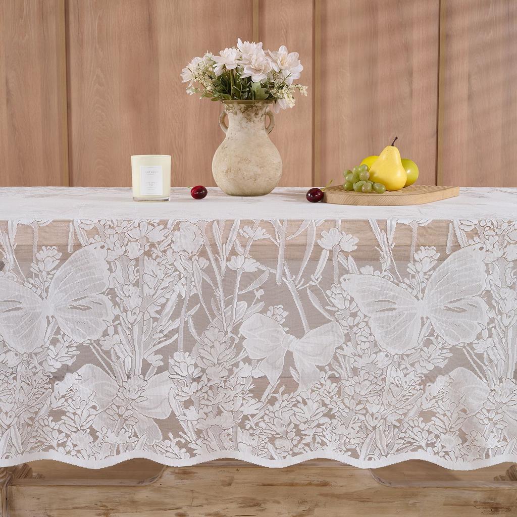 New lace tablecloth restaurant rectangular table cloth household coffee table tablecloth wedding festival atmosphere dust cover