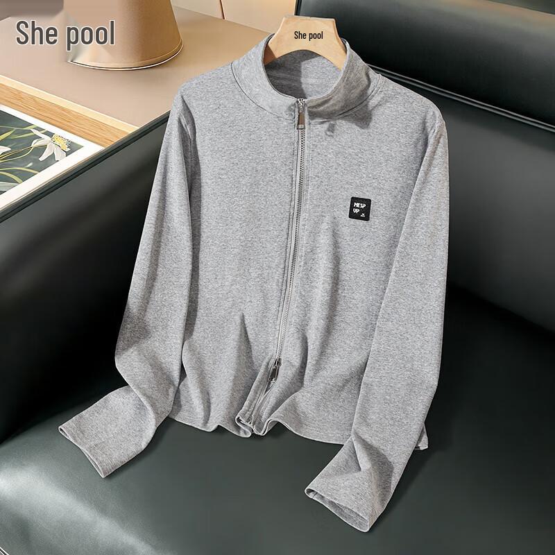 

Женская трикотажная куртка на двойной молнии со стойкой M