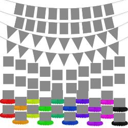 Party Set with Pennant Flags and Table for Indoor Outdoor Event Decoration Supplies Durable Material