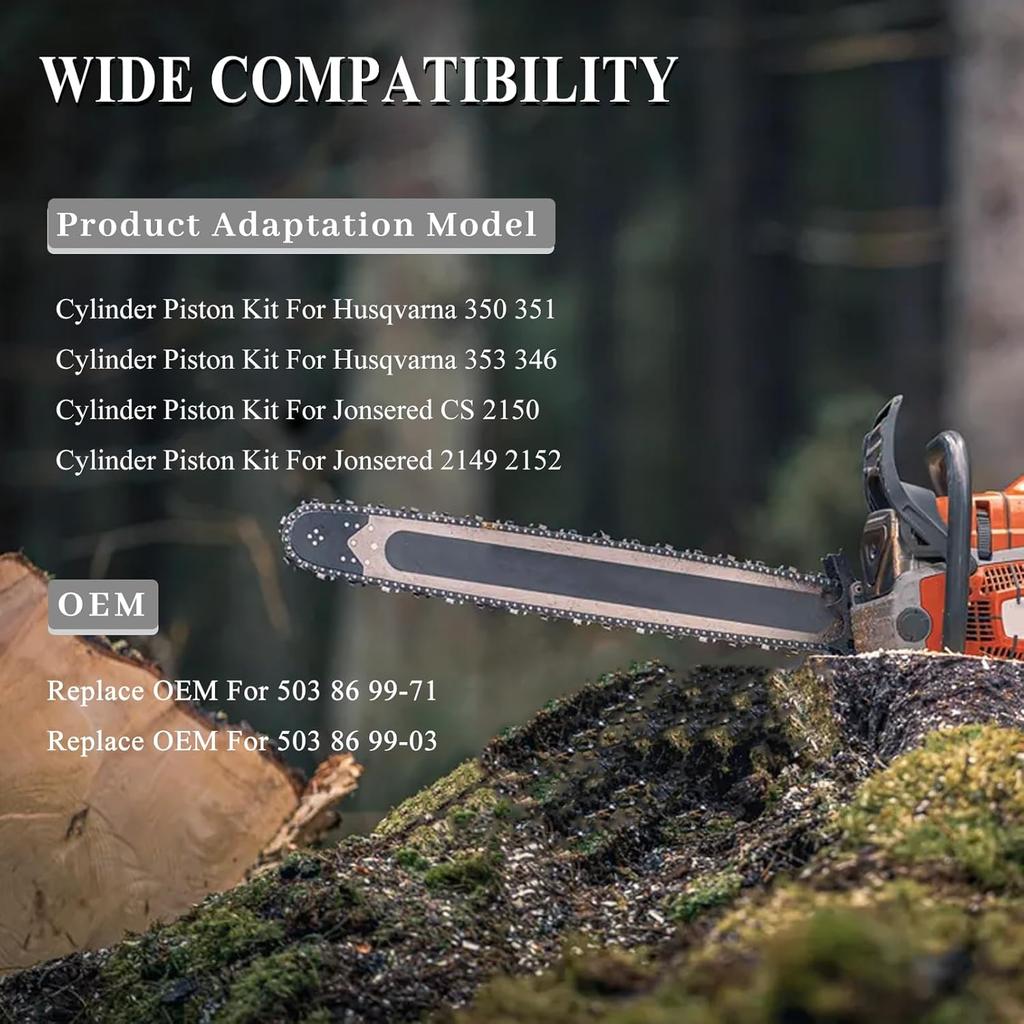 44mm Cylinder Piston Pin Ring Kit For Husqvarna 350 351 353 346 For Jonsered CS 2150 2149 2152 2153 Chain Saw Nikasil Plated Parts