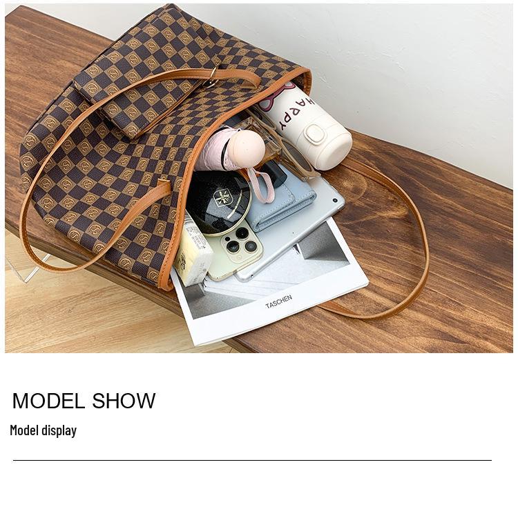 2024 Retro Plaid Women's Two-Piece Large Capacity Handbag Set