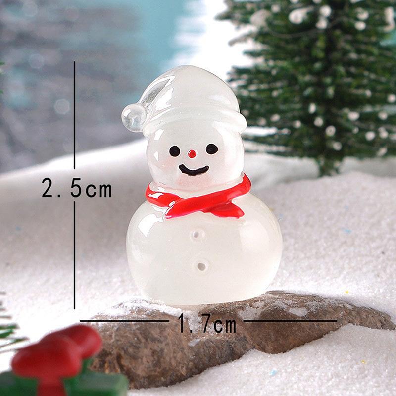 1Pc Luminous Micro Landscape Snowman Ornaments Diy Resin Christmas Garden Decoration Outdoor Patio Lawn Yard Garden Accessories
