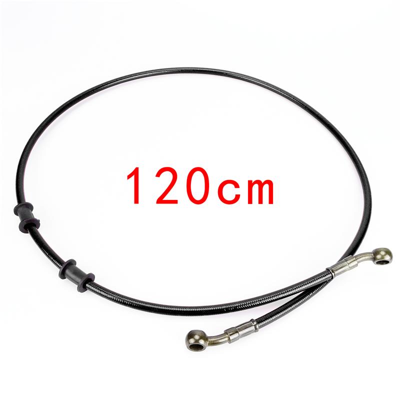 M10 50-120cm Motorcycle Dirt Bike Braided Line Steel Brake Hose Cable Hydraulic Banjo Pipe Universal Fit Racing