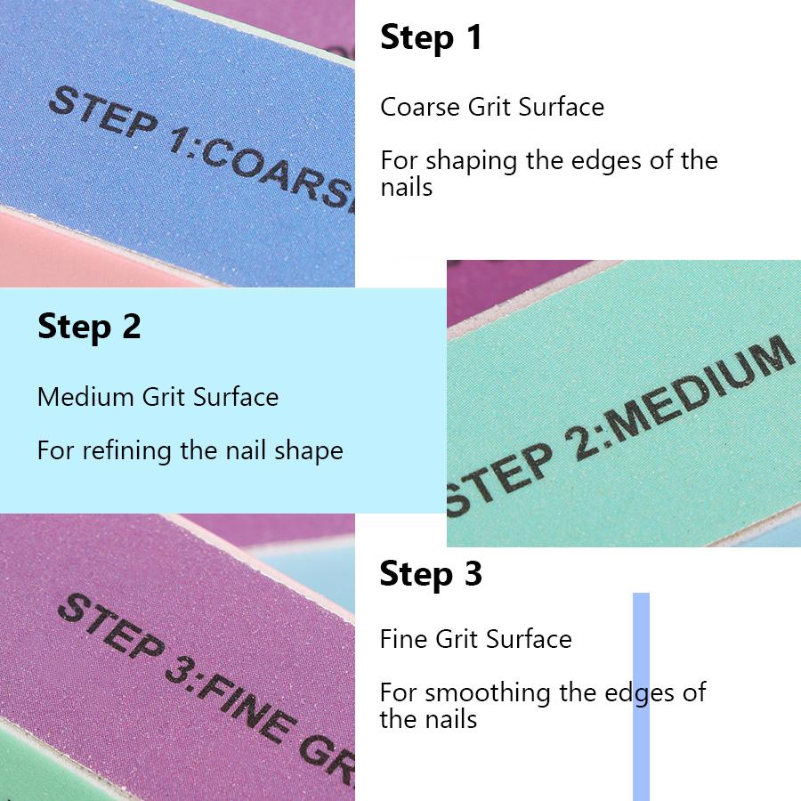 2 Pieces 7-Sided EVA Sponge Nail Buffers, Multicolor Foam Polishing Blocks for Manicure, Nail Care and Shaping