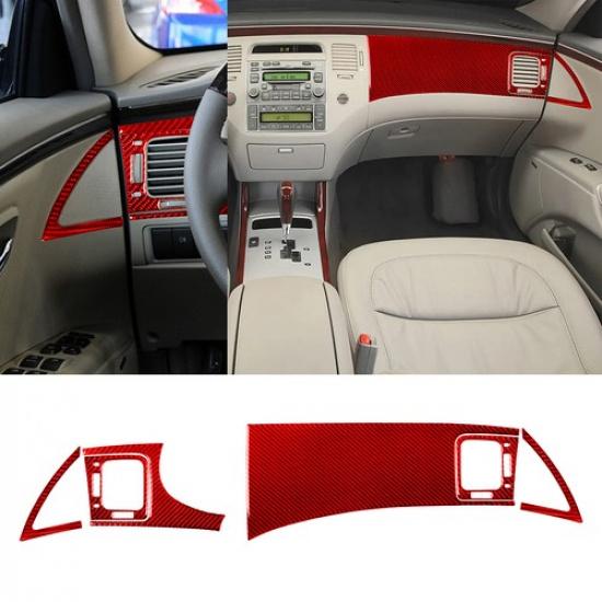 6Pcs Red Carbon Fiber Interior Dashboard Kit Cover Trim For Hyundai Azera